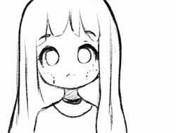 Rule 34 | 1girl, angelica (k3lly), animal hood, animated, animated gif, blush, cat hood, choker, greyscale, hood, long sleeves, looking at viewer, monochrome, original, shirt, smile, solo, stitched blush