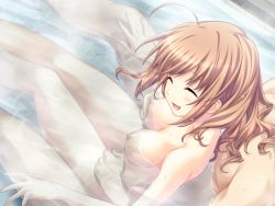 Rule 34 | 1boy, 1girl, :d, ^ ^, ahoge, bath, breasts, closed eyes, game cg, grabbing, grabbing another&#039;s breast, hetero, hinata terrace, marui (koedame), mixed-sex bathing, nude, open mouth, partially submerged, shared bathing, smile, water, yaotome mai