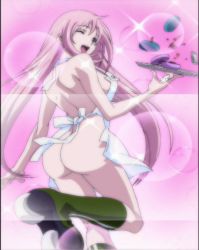 Rule 34 | 00s, 1girl, air gear, anime screenshot, apron, ass, breasts, large breasts, looking back, naked apron, screencap, simca, skates, smile, solo, stitched, tagme, third-party edit