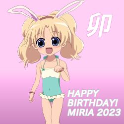 Rule 34 | 1girl, absurdres, blonde hair, casual one-piece swimsuit, highres, jewelpet (series), jewelpet twinkle, miria marigold mackenzie, one-piece swimsuit, rabbit ears, swimsuit, twintails