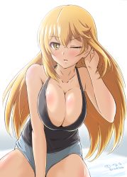 Rule 34 | + +, 1girl, alternate costume, black tank top, blonde hair, breasts, casual, cleavage, commentary request, diesel-turbo, grey shorts, highres, kneeling, large breasts, long hair, looking at viewer, parted lips, shokuhou misaki, short shorts, shorts, simple background, solo, sparkle, sparkling eyes, tank top, toaru kagaku no railgun, toaru majutsu no index, toaru majutsu no index gaiden: toaru kagaku no mental out, white background