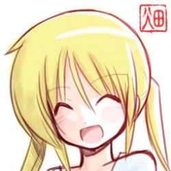 Rule 34 | 1girl, blonde hair, closed eyes, collarbone, hayate no gotoku!, looking at viewer, lowres, sanzen&#039;in nagi, shirt, sidelocks, simple background, smile, solo, twintails, white background, white shirt