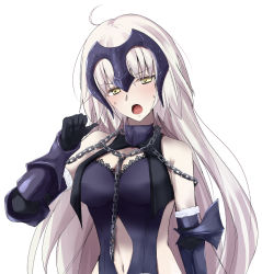 Rule 34 | 1girl, ahoge, black gloves, blush, breasts, character name, clothing cutout, fate/grand order, fate (series), gloves, headpiece, jeanne d&#039;arc (fate), jeanne d&#039;arc alter (avenger) (fate), jeanne d&#039;arc alter (avenger) (third ascension) (fate), jeanne d&#039;arc alter (fate), large breasts, long hair, navel, navel cutout, rikudou inuhiko, side cutout, solo, sweat, white background, yellow eyes