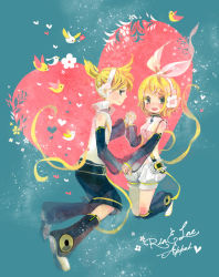 Rule 34 | 1boy, 1girl, arm warmers, blonde hair, brother and sister, detached sleeves, hair ornament, hair ribbon, hairclip, headphones, kagamine len, kagamine len (append), kagamine rin, kagamine rin (append), kinohe, ribbon, short hair, shorts, siblings, smile, twins, vocaloid, vocaloid append