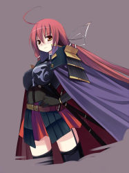 Rule 34 | ahoge, armor, cape, long hair, oda nobunaga (sengoku hime), red hair, sengoku hime, seo tatsuya, solo, sword, thighhighs, weapon