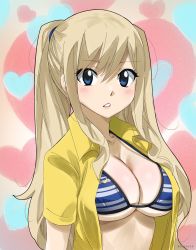 Rule 34 | 1girl, bikini, blonde hair, blue eyes, breasts, cleavage, colorized, eden&#039;s zero, gaston18, highres, large breasts, long hair, looking at viewer, mashima hiro, rebecca bluegarden, solo, swimsuit, twintails, underboob
