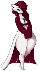 Rule 34 | 1girl, :&gt;, alternate color, alternate shiny pokemon, animal feet, blush, braid, breasts, closed mouth, collarbone, colored skin, commission, creatures (company), dorianm bc, ear piercing, earrings, female focus, freckles, game freak, gardevoir, gen 3 pokemon, green eyes, hair over one eye, hair over shoulder, half-closed eyes, happy, highres, jewelry, long hair, medium breasts, multicolored skin, multiple earrings, nintendo, one eye covered, own hands together, piercing, pokemon, pokemon (creature), red hair, red skin, simple background, single braid, smile, solo, split mouth, stud earrings, thick thighs, thighs, transparent background, two-tone skin, v arms, white skin, wide hips