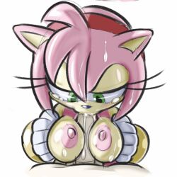 Rule 34 | 1boy, 1girl, amy rose, animal ears, body fur, breasts, drooling, erection, fellatio, furry, furry female, furry with non-furry, gloves, green eyes, hairband, half-closed eyes, hetero, interspecies, leaning forward, looking down, medium breasts, nipples, nude, open mouth, oral, paizuri, penis, pink fur, pink hair, red hairband, rockthebull, saliva, short hair, sidelocks, simple background, sketch, sonic (series), straight-on, sweat, tears, uncensored, upper body, white background, white gloves
