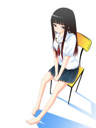 Rule 34 | 1girl, barefoot, chair, full body, futami eriko, kimi kiss, long hair, shima-shuu, sitting, solo