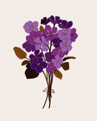Rule 34 | bouquet, commentary, commission, english commentary, flower, flower request, highres, leaf, libbyframe, no humans, original, plant, plant request, purple flower, signature, simple background, still life, white background