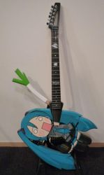 Rule 34 | blue hair, detached sleeves, guitar, hachune miku, hatsune miku, instrument, nendoroid, photo (medium), spring onion, thighhighs, vocaloid