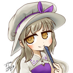 Rule 34 | + +, 1girl, profile picture, chamaji, collared shirt, commentary request, folding fan, hand fan, hat, hat ribbon, holding, holding fan, long hair, looking at viewer, lowres, partial commentary, ribbon, shirt, sidelocks, signature, smile, solo, touhou, upper body, vest, watatsuki no toyohime, white background