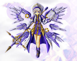 Rule 34 | 00s, 1girl, beret, blue dress, book, dress, full body, hair ornament, hat, holding, holding weapon, long sleeves, looking at viewer, lyrical nanoha, mahou shoujo lyrical nanoha, mahou shoujo lyrical nanoha a&#039;s, polearm, schwertkreuz, solo, spear, staff, tome of the night sky, uniform, weapon, x hair ornament, yagami hayate