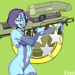 Rule 34 | 1girl, bintend9, breasts, cortana, female focus, halo (game), pussy, text focus, weapon