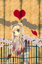 Rule 34 | 1girl, blonde hair, blue eyes, flower, heart, japanese clothes, john hathway, lace, original, solo, thighhighs