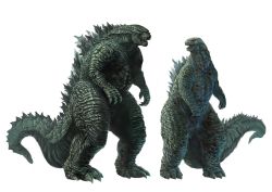 Rule 34 | absurdres, alternate form, dinosaur, dual persona, godzilla, godzilla: king of the monsters, godzilla (2014), godzilla (series), height difference, highres, kaijuu, legendary pictures, monsterverse, simple background, size comparison, size difference, tail, toho, ultra-taf