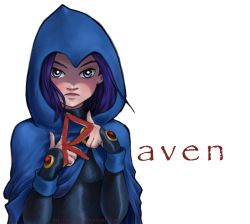 Rule 34 | 1girl, bindi, character name, cloak, dc comics, female focus, highres, hood, purple eyes, raven (dc), solo, teen titans, transparent background