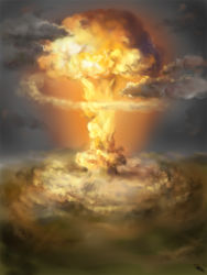 Rule 34 | cloud, explosion, mushroom cloud, necona, no humans, nuclear explosion, nuclear weapon, pixiv fantasia, pixiv fantasia 1, scenery, sky, weapon of mass destruction