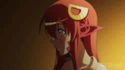 Rule 34 | 10s, 1girl, animated, animated gif, breasts, lamia, large breasts, long hair, miia (monster musume), monster girl, monster musume no iru nichijou, nipples, pointy ears, red hair, undressing