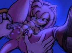 Rule 34 | 1girl, amy rose, animal nose, anus, ass, blue background, boots, breasts, clitoral hood, clitoris, closed mouth, disembodied hand, furry, furry female, gloves, green eyes, half-closed eyes, hand on another&#039;s hand, happy, knee boots, legs up, lying, male hand, medium breasts, nipples, on back, pink hair, pov, pov hands, pussy, pussy juice, red footwear, rockthebull, short hair, sidelocks, sketch, smile, solo focus, sonic (series), tail, thighs, topless, uncensored, white gloves