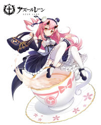 Rule 34 | 1girl, ahoge, ankle ribbon, azur lane, bag, bare shoulders, belt, belt buckle, black belt, blouse, blush, bow, breasts, buckle, center frills, chain, cherry blossoms, closed mouth, copyright name, cup, detached sleeves, dot nose, eyelashes, flower, frilled skirt, frills, full body, garter straps, gold chain, gold trim, hair between eyes, hairband, handbag, hat, hat bow, highres, holding, horns, huge ahoge, ikazuchi (azur lane), ikazuchi (sakura tea) (azur lane), leg ribbon, legs apart, long hair, long sleeves, looking away, looking to the side, medium breasts, mini hat, mini person, mini top hat, minigirl, official art, oni horns, ootsuki momiji, orange eyes, palms, pink hair, plate, platform footwear, purple footwear, purple hairband, purple hat, purple ribbon, purple skirt, ribbon, shirt, sidelocks, simple background, skirt, sleeveless, sleeveless shirt, solo, straight hair, striped ribbon, tachi-e, taut clothes, taut shirt, tea, teacup, thighhighs, tomoe (symbol), top hat, tsurime, underbust, white background, white bow, white shirt, white thighhighs, wide sleeves, zettai ryouiki