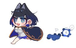 Rule 34 | + +, 1girl, black hair, blanket, blue eyes, blue hair, blue shorts, blush, bow, bow earrings, cape, chibi, earrings, eus ing, gradient hair, hair intakes, hololive, hololive english, jewelry, kronie (ouro kronii), long sleeves, messy hair, multicolored hair, ouro kronii, ouro kronii (casual), shirt, short hair, short shorts, shorts, simple background, virtual youtuber, white background, white shirt