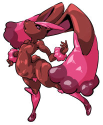 Rule 34 | 1girl, absurdres, alternate color, animal ears, ass, creatures (company), female pubic hair, full body, furry, furry female, game freak, gen 4 pokemon, hand up, highres, legs apart, looking at viewer, lopunny, navel, nintendo, nyosaku, open mouth, pokemon, pokemon (creature), pokemon dppt, pubic hair, purple eyes, rabbit ears, rabbit tail, shiny pokemon, shiny skin, simple background, solo, standing, tail, white background