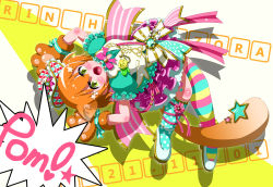 Rule 34 | 1girl, absurdres, animal ears, animal hands, aqua bow, aqua detached collar, aqua dress, aqua legwear, artist name, artist request, asymmetrical legwear, back bow, bap! (love live!), bare legs, bow, bowtie, breasts, cat ears, cat tail, center frills, checkered clothes, checkered headwear, collarbone, detached collar, dress, female focus, flower, frilled dress, frills, full body, gloves, green eyes, hair between eyes, hair ornament, hairclip, hat, hat ribbon, high heels, highres, hoshizora rin, jumping, looking at viewer, love live!, love live! school idol festival, love live! school idol festival all stars, love live! school idol project, mini hat, miniskirt, mismatched legwear, orange hair, outstretched arms, parted lips, paw gloves, pink bow, pink ribbon, pink skirt, plaid, plaid dress, plaid skirt, pleated, pleated dress, pleated skirt, polka dot, polka dot legwear, puffy short sleeves, puffy sleeves, ribbon, ribbon legwear, short hair, short sleeves, skirt, smile, solo, spread arms, star (symbol), star hair ornament, striped bow, striped legwear, tail, vest, white background, white bow, white footwear, white hat, white vest, wrist bow, yellow eyes, yellow flower