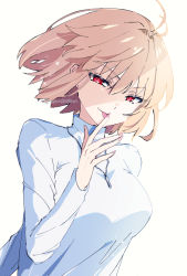 Rule 34 | 1girl, arcueid brunestud, blonde hair, breasts, highres, jewelry, large breasts, licking finger, looking at viewer, necklace, red eyes, tsukihime, type-moon