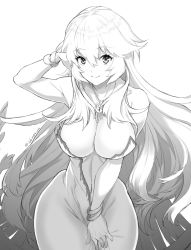 Rule 34 | 1girl, artemis (fate), bare shoulders, bracelet, breasts, cleavage, dress, fate/grand order, fate (series), greyscale, jewelry, large breasts, long hair, monochrome, monochrome, shiromako, very long hair
