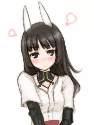 Rule 34 | 1girl, anabuki tomoko, animal ears, artist request, black eyes, black hair, blush, female focus, japanese clothes, long hair, solo, strike witches, tagme, upper body, white background, world witches series