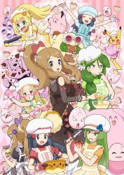 Rule 34 | 6+girls, :d, absurdres, ace trainer (pokemon), alcremie, alcremie (strawberry sweet), alternate costume, apron, arms up, baking sheet, black dress, blissey, blonde hair, blue eyes, bow, braid, braided ponytail, breasts, bright pupils, cheryl (pokemon), chocolate, clefairy, closed eyes, clothed pokemon, commentary request, cosplay, creatures (company), dawn (palentine&#039;s 2021) (pokemon), dawn (pokemon), dawn (pokemon) (cosplay), dedenne, dress, eating, exeggcute, eyelashes, eyewear on head, facepaint, floating hair, game freak, gen 1 pokemon, gen 2 pokemon, gen 5 pokemon, gen 6 pokemon, gen 8 pokemon, granbull, green eyes, green hair, hair bow, hat, heart, highres, holding, holding knife, icing, knife, licking, licking finger, lillie (pokemon), long hair, looking back, mina (pokemon), mixing bowl, multiple girls, nintendo, official alternate costume, open mouth, oven mitts, pikachu, pokemoa, pokemon, pokemon dppt, pokemon masters ex, pokemon oras, pokemon sm, ponytail, serena (palentine&#039;s 2021) (pokemon), serena (pokemon), short sleeves, smile, stirring, sunglasses, sunglasses on head, tongue, whimsicott, white headwear, yellow dress, |d