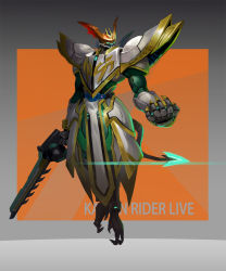 Rule 34 | 1boy, armor, bat genome, card, clown, colored skin, commentary request, cowboy shot, demon, english text, floating, formal, full body, fusion, gloves, glowing, glowing eyes, green hair, gun, handgun, highres, holding, holding gun, holding weapon, kamen rider, kamen rider live, kamen rider revice, livegun, male focus, mask, mecha, monsterification, pistol, rcj, revolver, robot, short hair, signature, smile, stylistic, suit, weapon, white armor
