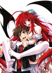 Rule 34 | 10s, 1boy, 1girl, absurdres, feet, high school dxd, highres, hyoudou issei, mangaka, miyama-zero, no shoes, official art, rias gremory, soles, thighhighs, toe scrunch, toes, white thighhighs