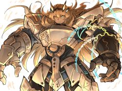Rule 34 | 1girl, armor, blonde hair, breastplate, chain, barghest (fate), barghest (first ascension) (fate), fate/grand order, fate (series), gauntlets, heterochromia, kankan33333, long hair, pauldrons, shoulder armor, white background