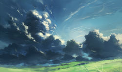 Rule 34 | cloud, cloudy sky, field, grass, huanxiang huifeng, no humans, nodata, original, outdoors, scenery, sky, wind