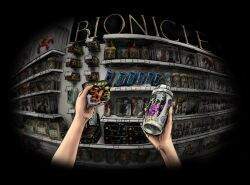 Rule 34 | 1other, absurdres, bag, bionicle, bottle, box, brutaka (bionicle), commentary, copyright name, english commentary, fisheye, highres, holding, pov, scenery, shop, squaredmich, tahu (bionicle), teridax, the lego group, toy, toy store