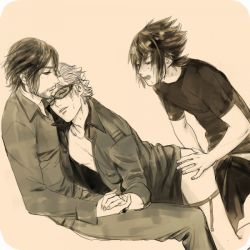Rule 34 | 10s, 3boys, age difference, anal, ardyn izunia, artist request, bottomless, facial hair, final fantasy, final fantasy xv, glasses, group sex, ignis scientia, male focus, male penetrated, mmm threesome, multiple boys, noctis lucis caelum, scar, sex, tagme, threesome, yaoi