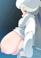 Rule 34 | 1girl, blue eyes, breasts, creatures (company), fur hat, game freak, hat, huge breasts, long hair, mature female, melony (pokemon), nintendo, nipples, pantyhose, pokemon, pokemon swsh, sagging breasts, scarf, solo, sweater, toudori, white hat, white scarf, white sweater