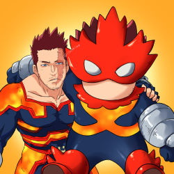 Rule 34 | 1boy, beard, boku no hero academia, character doll, endeavor (boku no hero academia), facial hair, hawks (boku no hero academia), isomine, male focus, mature male, merchandise, muscular, muscular male, pectorals, red hair, scar, scar across eye, scar on face, short hair, sideburns, solo, spiked hair, stubble, textless version, upper body