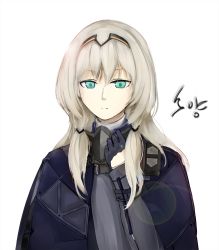 Rule 34 | 1girl, an-94 (girls&#039; frontline), bad id, bad pixiv id, bands, blonde hair, closed mouth, girls&#039; frontline, green eyes, hairband, jacket, lania, long hair, looking down, shirt, simple background, solo, tagme