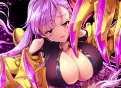 Rule 34 | 10s, 1girl, bad id, bad pixiv id, blush, breasts, cleavage, fate/extra, fate/extra ccc, fate (series), huge breasts, long hair, looking at viewer, parted lips, passionlip (fate), purple eyes, purple hair, smile, solo, uchuu gorira, upper body