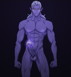 Rule 34 | 1boy, abs, colored skin, erection, highres, looking at viewer, lotor (voltron), male focus, muscular, nude, penis, presenting, purple skin, silver hair, solo, spacebaddy, tagme, voltron, voltron: legendary defender, voltron (series)