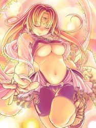 Rule 34 | 1girl, absurdres, arabian clothes, belly, blonde hair, breasts, bridal gauntlets, brown hair, covered erect nipples, dancer, dancer (ragnarok online), closed eyes, highres, jewelry, long hair, lots of jewelry, midriff, mil (xration), navel, ragnarok online, sandals, solo, thigh gap, toes, underboob
