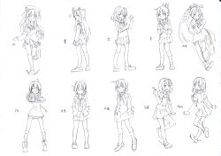 Rule 34 | 10s, 6+girls, akatsuki (kancolle), character name, full body, graphite (medium), hat, hatsuharu (kancolle), hatsushimo (kancolle), hibiki (kancolle), ikazuchi (kancolle), inazuma (kancolle), kantai collection, long hair, multiple girls, nenohi (kancolle), pleated skirt, ponytail, sailor hat, school uniform, serafuku, shigure (kancolle), shiratsuyu (kancolle), shirubaburu, short hair, skirt, traditional media, wakaba (kancolle)