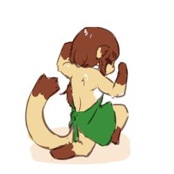 Rule 34 | androgynous, back, brown hair, copyright request, furry, gender request, long hair, lowres, ohakotome, tail, weasel