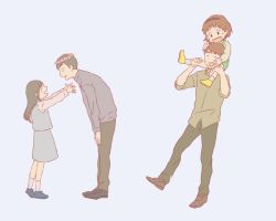 Rule 34 | brown hair, digimon, father and daughter, flower, ichijouji ken, izumi koshiro, short hair, simple background, smile, white background