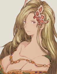 Rule 34 | 1girl, aged up, blue eyes, breasts, cleavage, closed mouth, commentary request, final fantasy, final fantasy iv, green hair, hair ornament, long hair, looking at viewer, maeka (kumaekake), rydia (ff4), simple background, smile, solo