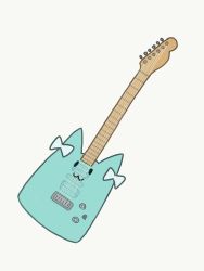 Rule 34 | :3, bang dream!, beige background, blue bow, bow, electric guitar, guitar, highres, hikawa hina, instrument, jack (jacknoeaka), no humans, objectification, simple background, | |, || ||