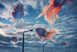 Rule 34 | blue sky, cloud, day, fish, goldfish, kakotomirai, lamppost, no humans, original, scenery, sky